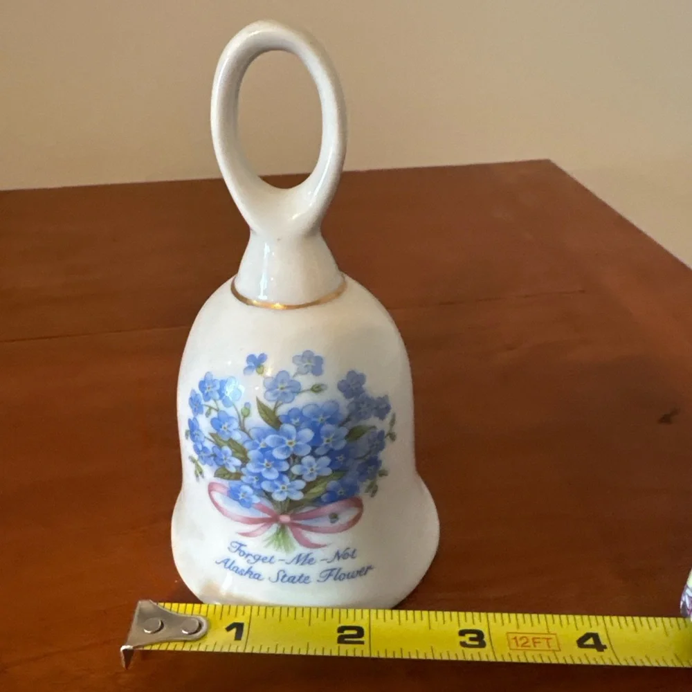 Vintage Porcelain Bell – Forget-Me-Not Alaska State Flower